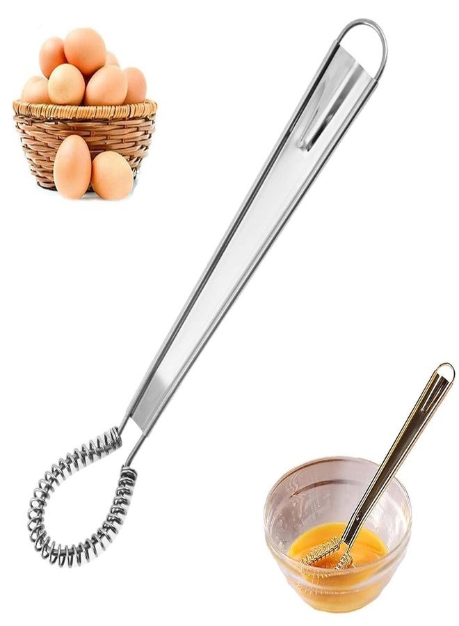 JUZR مضرب بيض يدوي صغير من الفولاذ المقاوم للصدأ من جوزر، مزود بسلك حلزوني زنبركي - Image 1